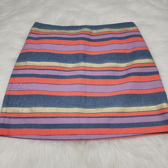J. Crew Mini Skirt Size 2 Striped Metallic Mini Skirt - Picture 2 of 9